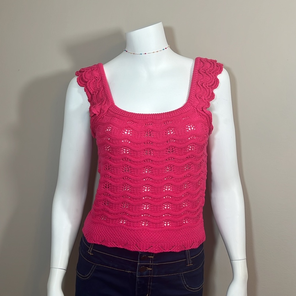 NWOT Altar’d State Hot Pink Crocheted Top